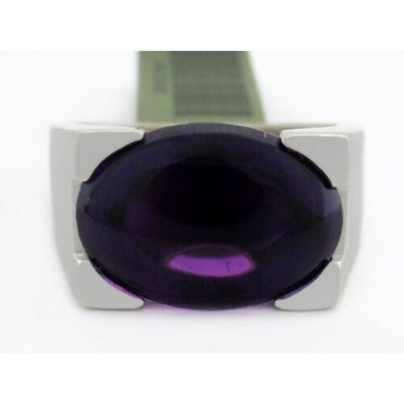 Genuine 7.68 Cts Amethyst Ring 14K White Gold